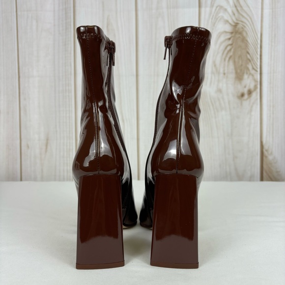 Steve Madden Ticker Boots Retro Funky Flare Chunky Heel Ankle Boot Brown Size 6 - Picture 11 of 16